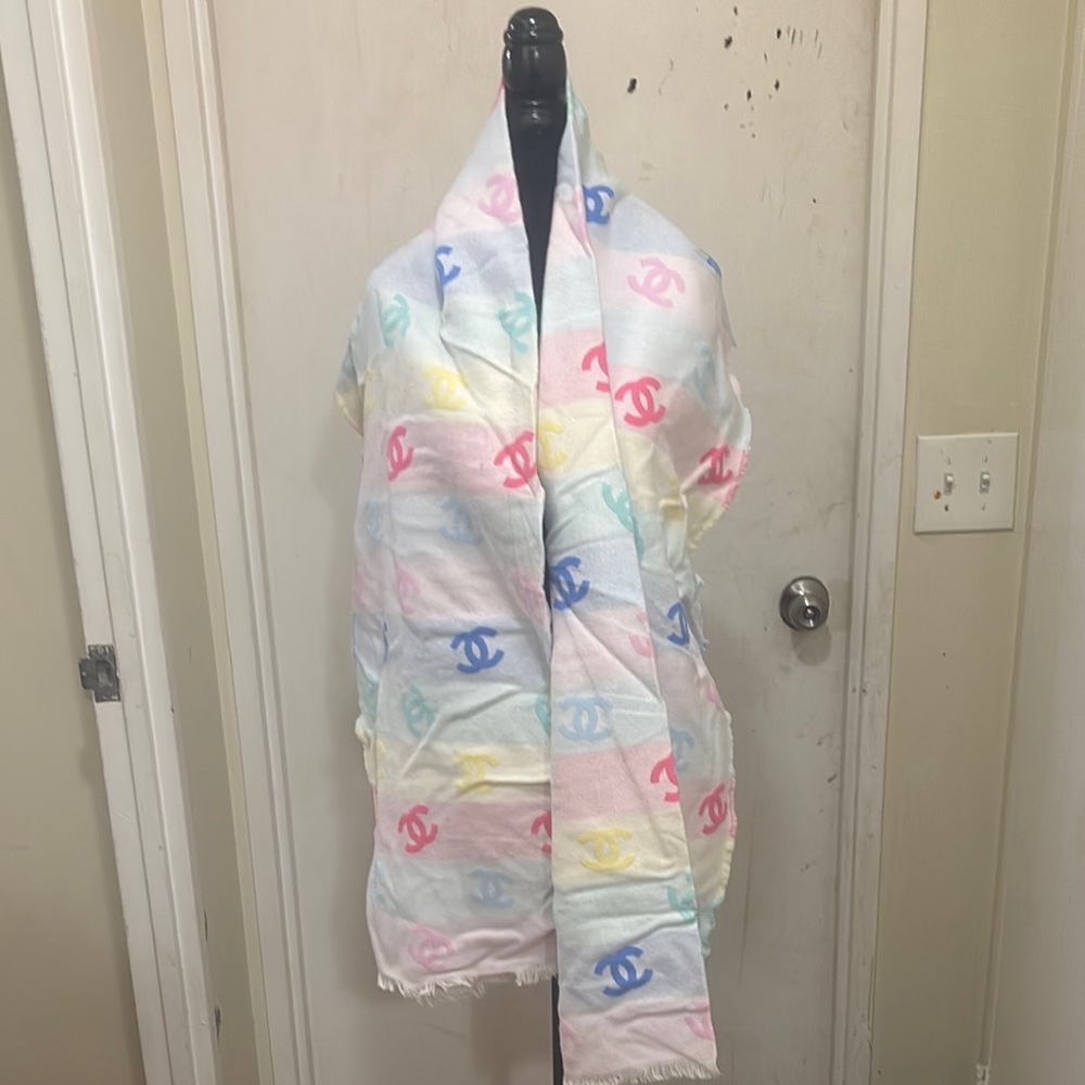 Chanel Pastel Logo Scarf